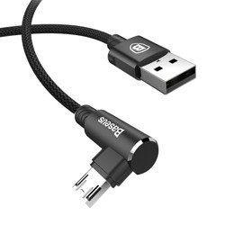 Baseus MVP Elbow |  Wzmocniony kabel kątowy przewód USB - Micro USB dwustronny 1.5A 2M 
